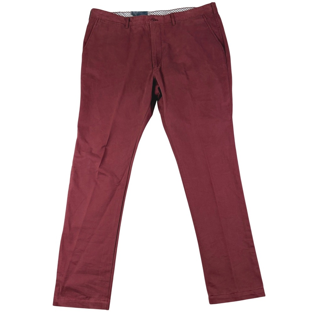 Cremieux Mens 38x32 Burgundy Chino Pants Madison Slim Fit Flat Front Preppy NEW